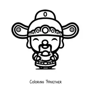 Coloring page of an animated kawaii Chinese boy