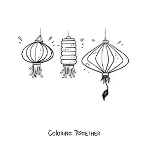 Coloring page of Chinese lanterns
