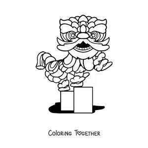 Coloring page of an animated Chinese dragon