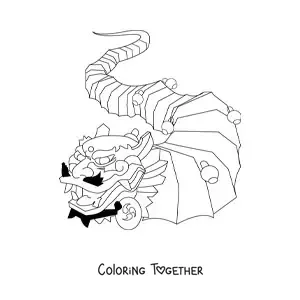 Coloring page of a dragon from Chinese culture