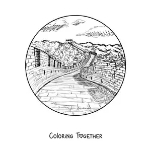 Coloring page of the Great Wall of China