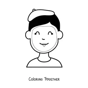 Coloring page of a French mime