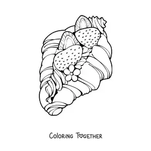 Coloring page of a sweet filled croissant