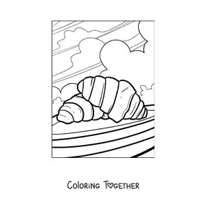 Coloring page of traditional French croissants