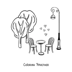 Coloring page of coffee in Paris