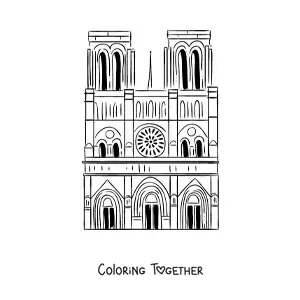 Coloring page of Notre Dame Cathedral