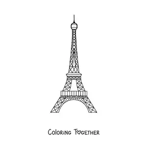 Coloring page of an easy Eiffel Tower