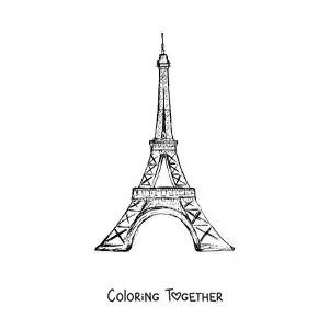 Coloring page of the Eiffel Tower