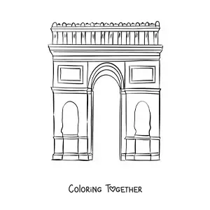 Coloring page of the Arc de Triomphe in Paris