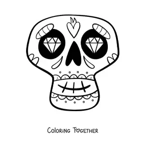 Coloring page of an easy Mexican skull