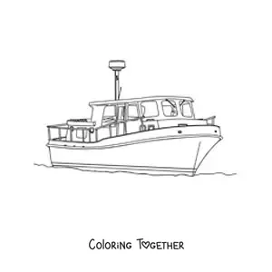 Coloring page of a yacht