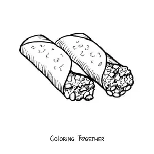 Coloring page of burritos