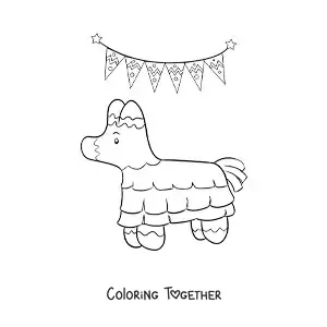 Coloring page of a cartoon Mexican pinata