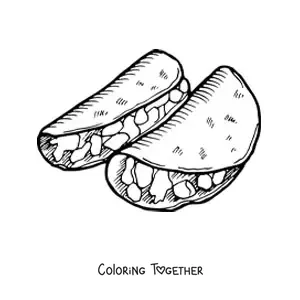 Coloring page of Mexican tacos