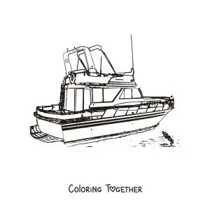 Coloring page of a yacht