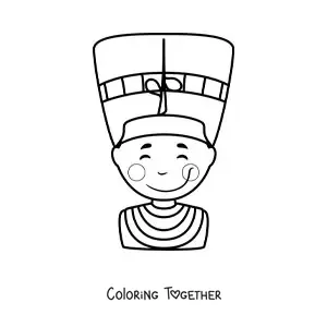 Coloring page of a cartoon Nefertiti