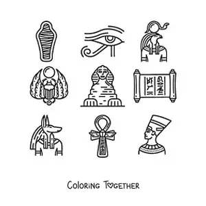 Coloring page of elements of Egyptian culture