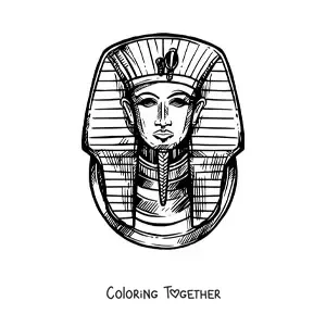 Coloring page of the mask of Tutankhamun