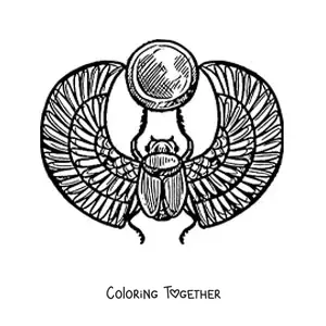 Coloring page of an Egyptian scarab