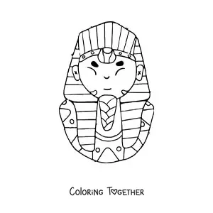 Coloring page of a cartoon Tutankhamun