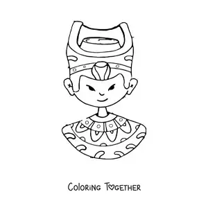 Coloring page of a cartoon Egyptian god