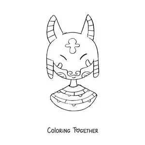 Coloring page of the cartoon god Anubis