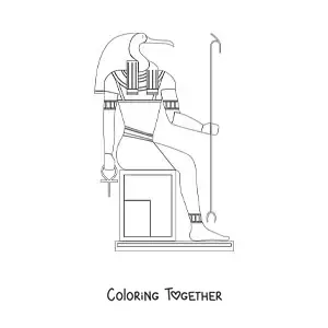 Coloring page of an Egyptian hieroglyph of the god Thoth