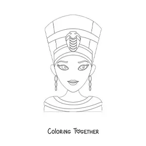 Coloring page of an easy Nefertiti