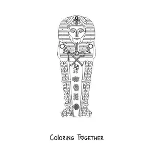 Coloring page of an Egyptian sarcophagus