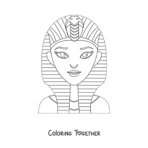 Coloring page of an easy Egyptian mask
