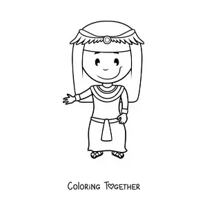 Coloring page of a cartoon Egyptian woman