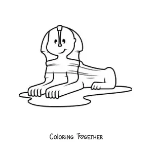 Coloring page of a cartoon Egyptian sphinx
