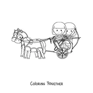 Coloring page of an Egyptian war chariot