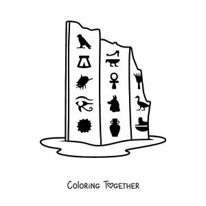 Coloring page of Egyptian hieroglyphs