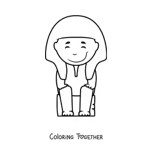 Coloring page of a cartoon sphinx