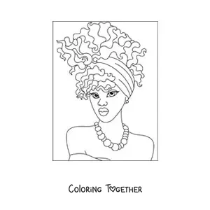 Coloring page of an African woman