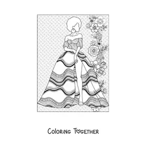 Coloring page of an African dress