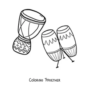 Coloring page of African drums