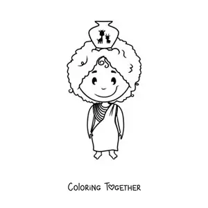 Coloring page of a cartoon African woman