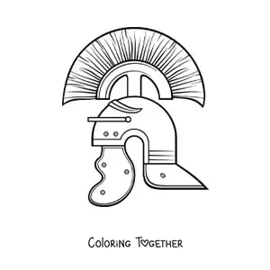 Coloring page of a Roman soldier helmet