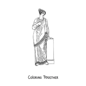 Coloring page of a woman in a Roman dress