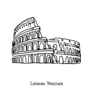 Coloring page of a Roman Colosseum