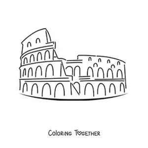 Coloring page of an easy Roman Colosseum