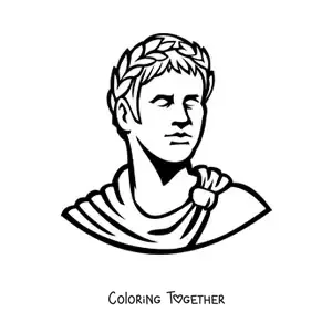 Coloring page of an easy Roman sculpture