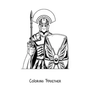 Coloring page of a Roman gladiator