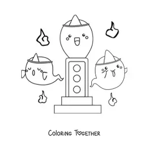 Coloring page of Japanese ghosts