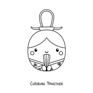 Coloring page of an easy Japanese doll