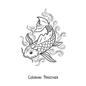 Coloring page of a koi fish