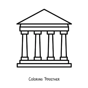 Coloring page of an easy Greek Parthenon