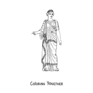 Coloring page of a woman of Ancient Greece in a dress